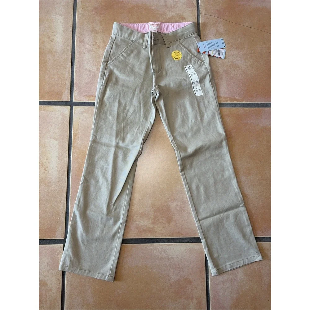 2 NWT Cat & Jack Girls Straight School Uniform Pants Navy Blue Size 12